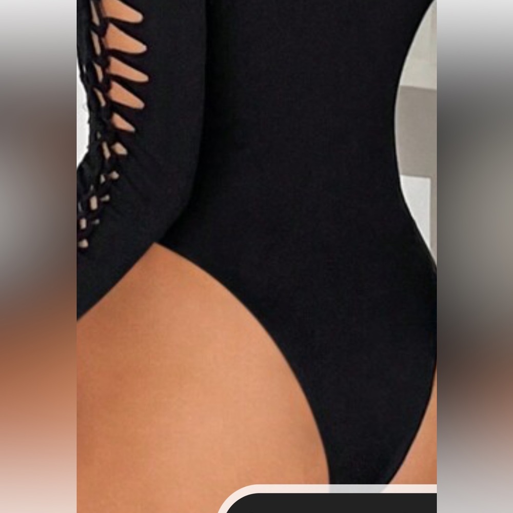 Women Cutout black Bodysuit